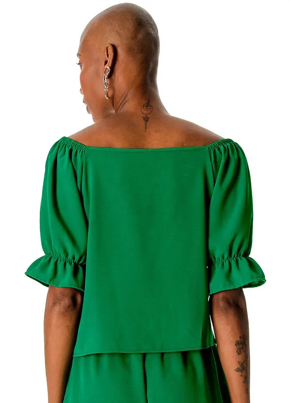 Rovitex - Blusa de Manga Bufante Feminina Verde 2