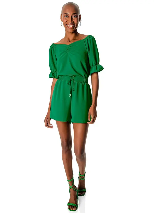 Rovitex - Blusa de Manga Bufante Feminina Verde 3