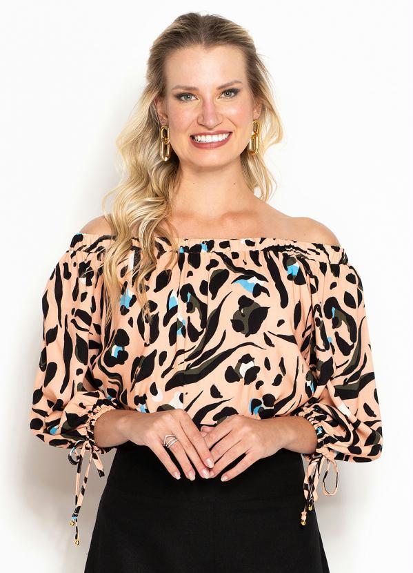 Maria Filó - Blusa de Viscose Estampa Maracaja Rosa 1