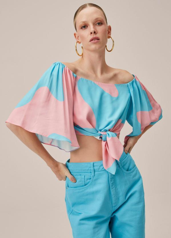 Lança Perfume - Blusa de Viscose Ombro a Ombro Rosa