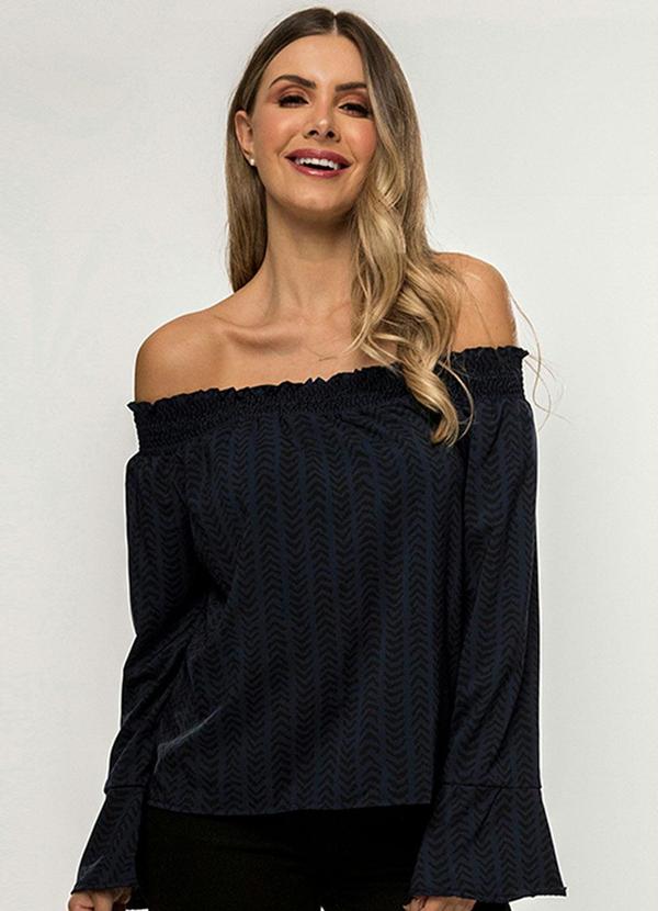 Rovitex - Blusa Feminina Ciganinha Azul