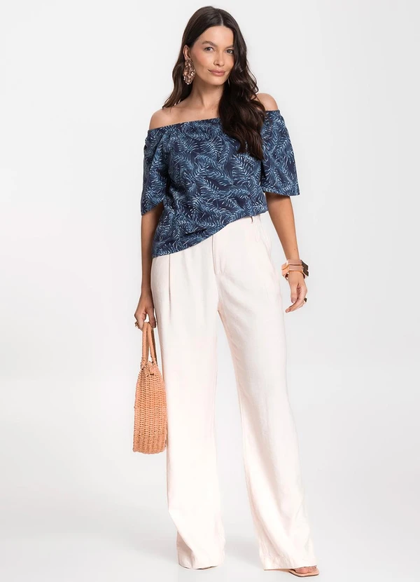 Infinita Cor - Blusa Feminina Ciganinha Azul 3