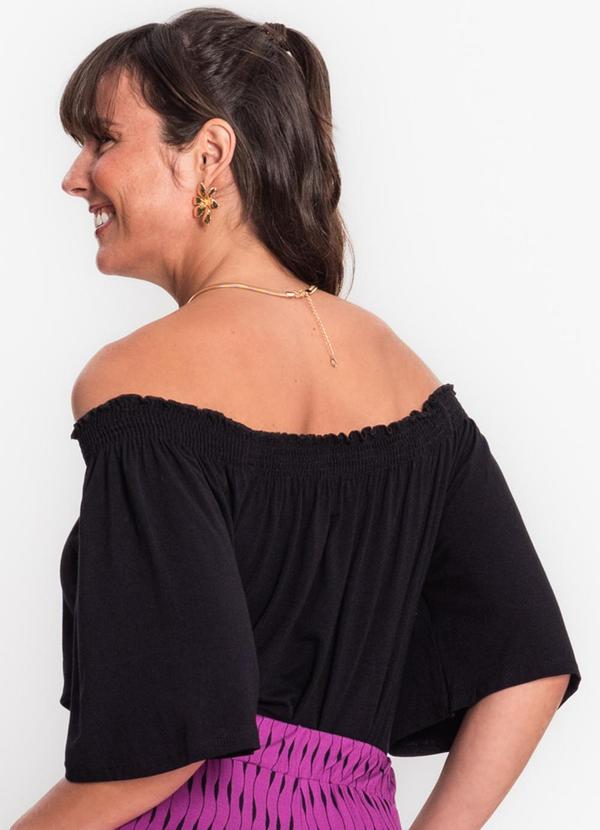 Rovitex - Blusa Feminina Ciganinha em Viscotorcion Preto 2