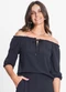 Rovitex - Blusa Feminina Ciganinha Roxo - variação: Preto