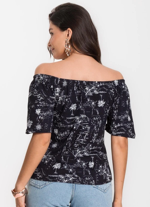 Infinita Cor - Blusa Feminina Ciganinha Preto 2