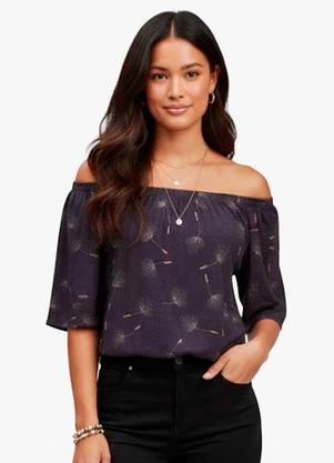 Infinita Cor - Blusa Feminina Ciganinha Preto - INFINITA COR