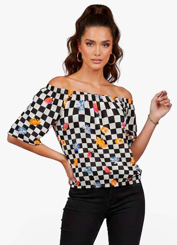 Infinita Cor - Blusa Feminina Ciganinha Preto