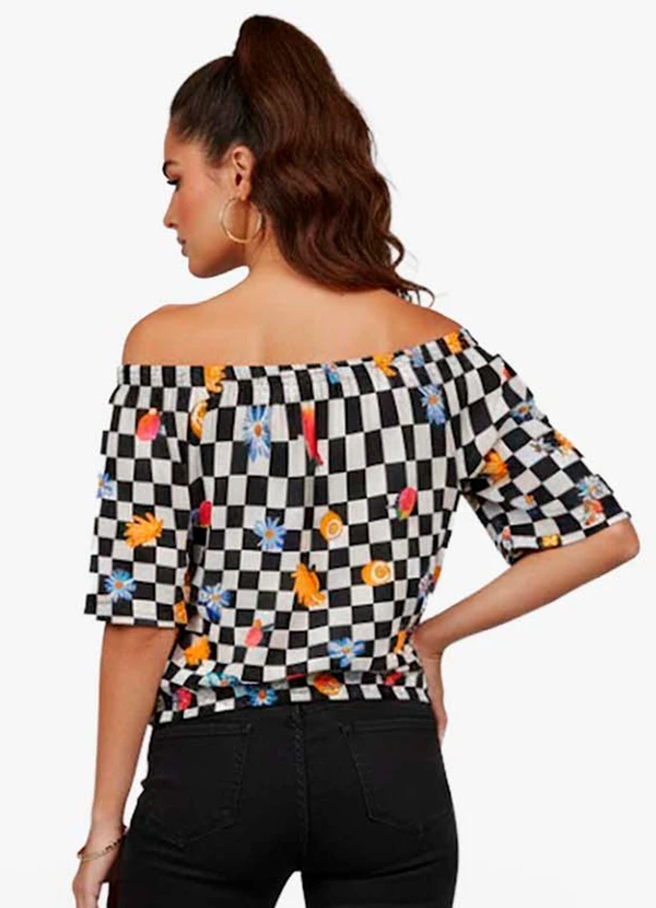 Infinita Cor - Blusa Feminina Ciganinha Preto 2