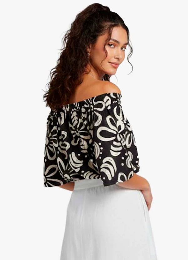 Infinita Cor - Blusa Feminina Ciganinha Preto 2