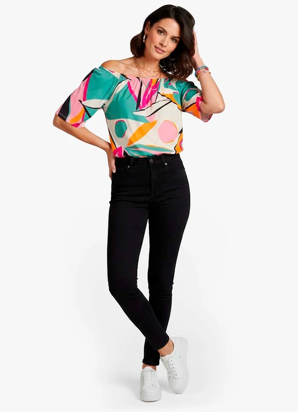 Infinita Cor - Blusa Feminina Ciganinha Rosa 3