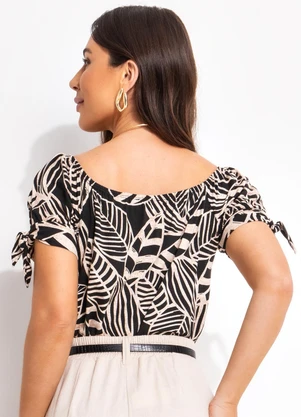 bonprix - Blusa Folhagem Neutra em Malha de Viscose - BONPRIX