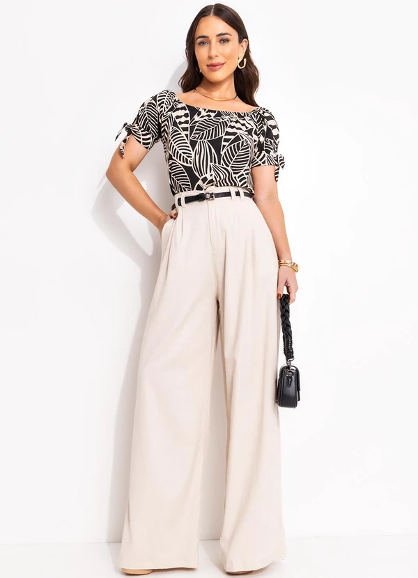 bonprix - Blusa Folhagem Neutra em Malha de Viscose 3