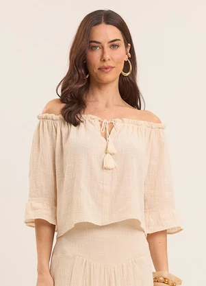 Doce Trama - Blusa Nature Ciganinha Branco - DOCE TRAMA