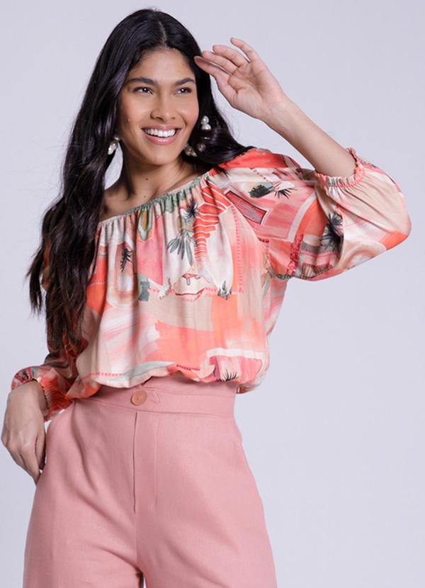 Lunender - Blusa Ombro a Ombro em Viscose Vermelho