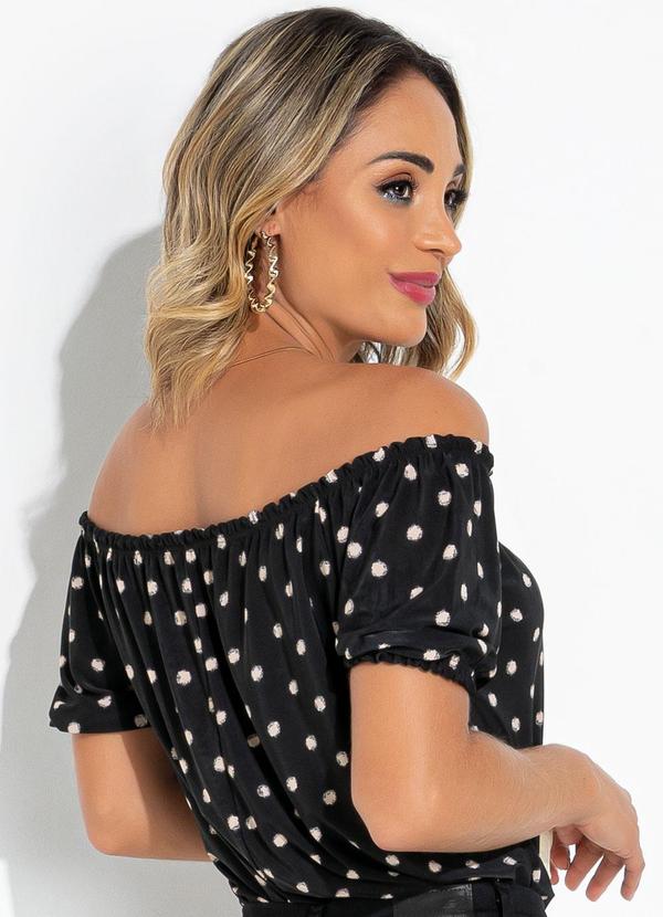 Rovitex - Blusa Poá Preto e Bege em Malha Fria 2