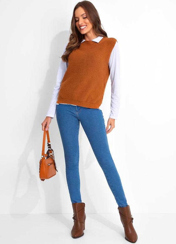 Moda Pop - Blusa Marrom em Tricô 3