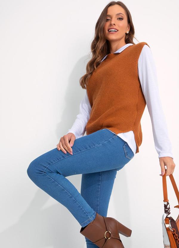 Moda Pop - Blusa Marrom em Tricô 5