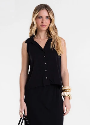 Endless - Camisa Feminina sem Manga Decote V Preto - ENDLESS