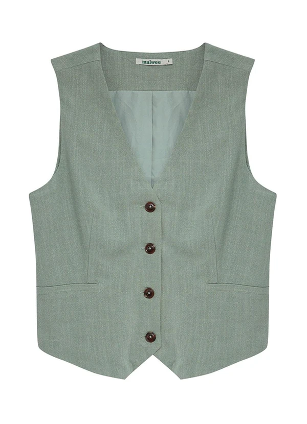 Malwee - Colete Alfataria em Viscolinho Cinza Mescla 3