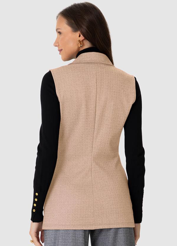 Malwee - Colete Alongado Alfaiataria em Malha Bege 2