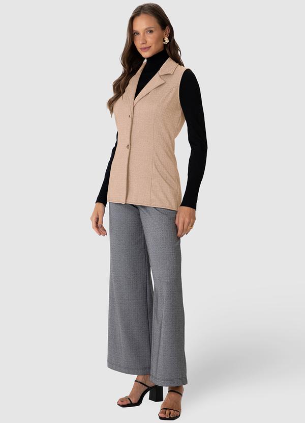 Malwee - Colete Alongado Alfaiataria em Malha Bege 3