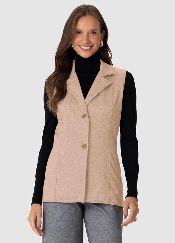 Malwee - Colete Alongado Alfaiataria em Malha Bege 4