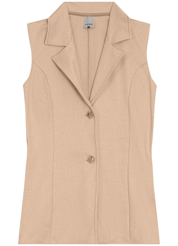 Malwee - Colete Alongado Alfaiataria em Malha Bege 5