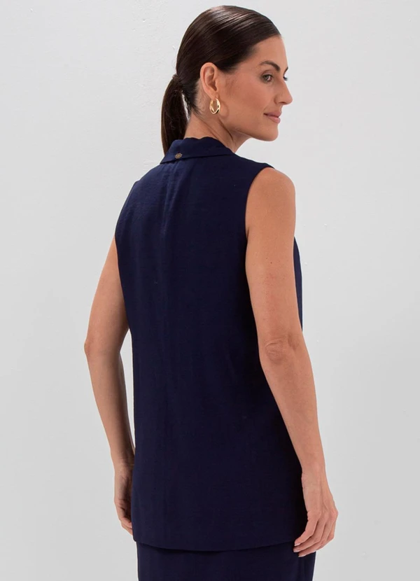 Principessa - Colete Alongado com Cinto Faixa Azul Marinho Iasmine 2