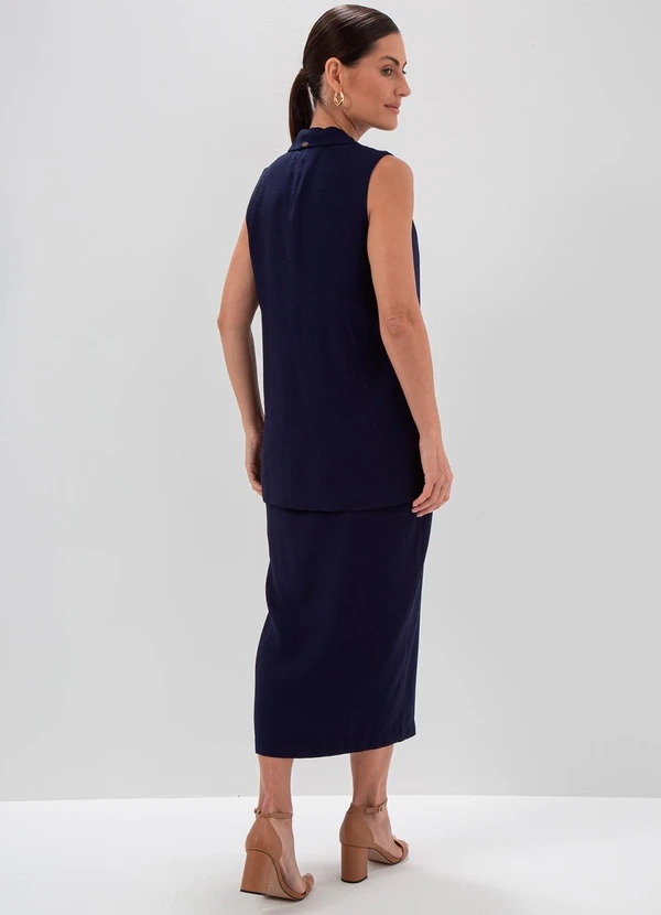 Principessa - Colete Alongado com Cinto Faixa Azul Marinho Iasmine 4