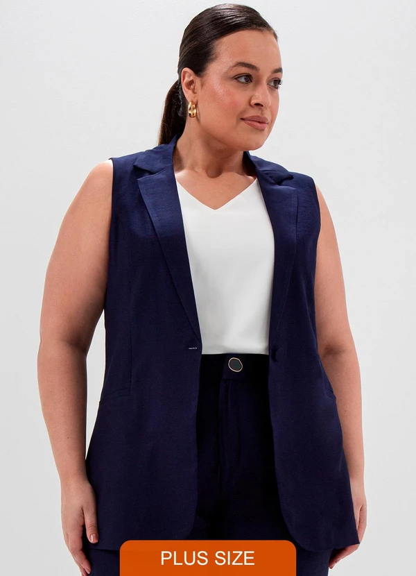 Principessa - Colete Alongado com Cinto Faixa Azul Marinho Iasmine 6