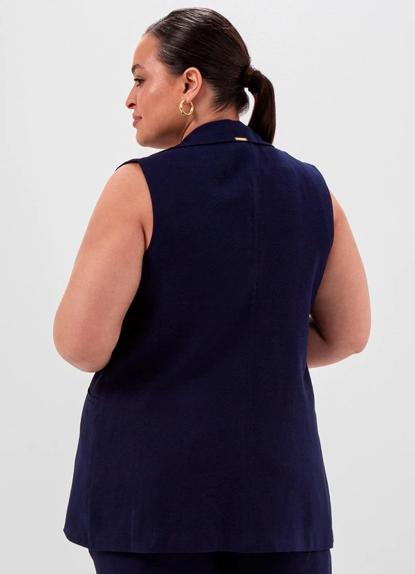 Principessa - Colete Alongado com Cinto Faixa Azul Marinho Iasmine 7