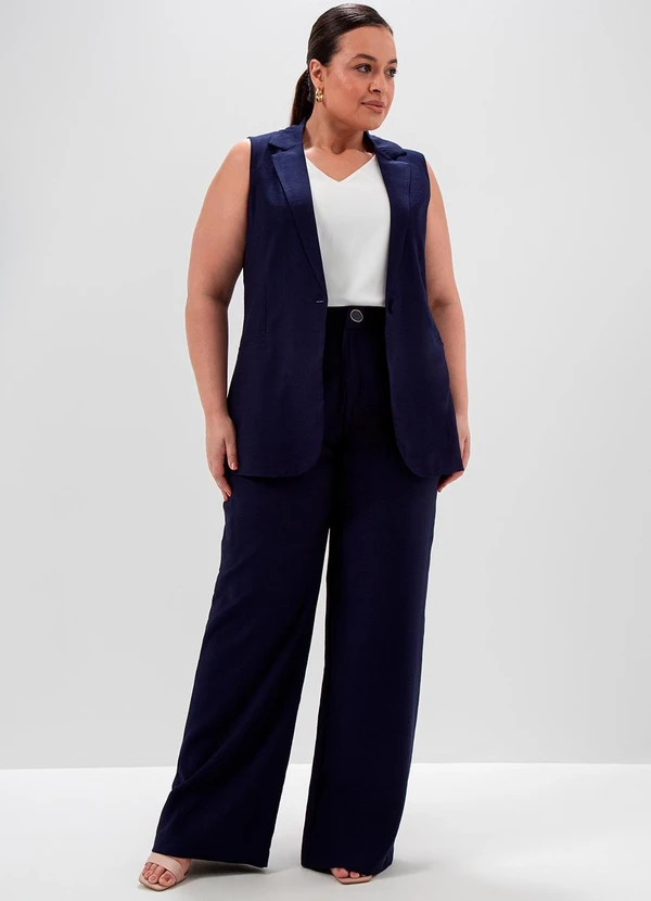 Principessa - Colete Alongado com Cinto Faixa Azul Marinho Iasmine 8