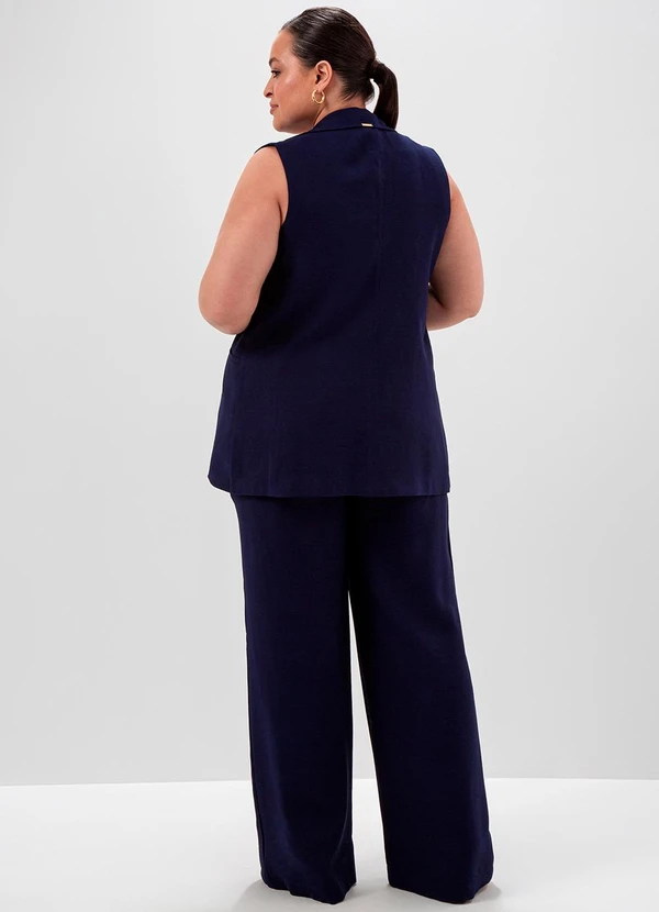 Principessa - Colete Alongado com Cinto Faixa Azul Marinho Iasmine 9