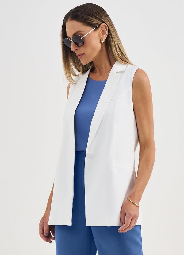 Principessa - Colete Alongado com Botão Off White Elvira