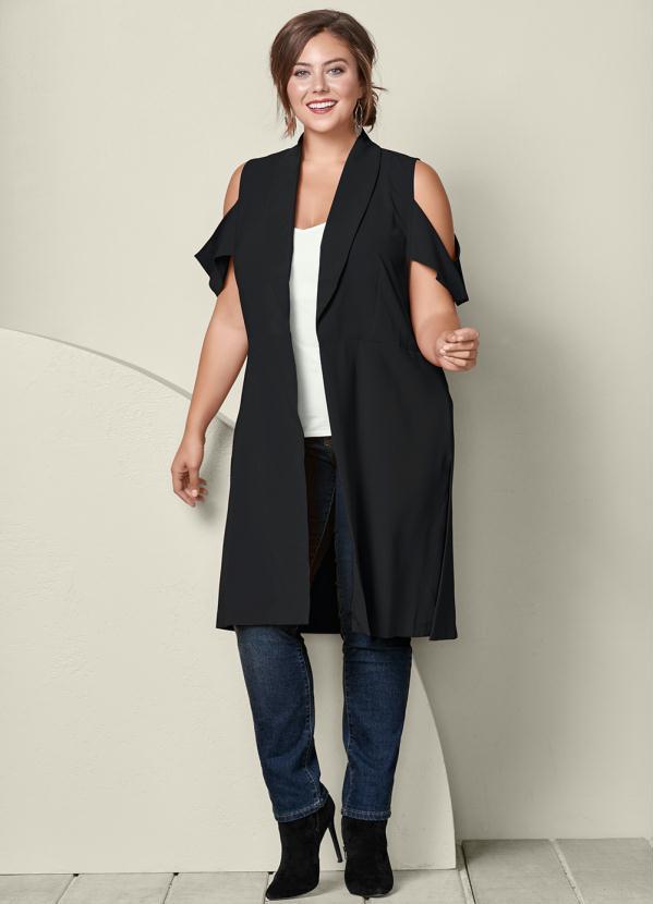 bonprix - Colete Alongado Preto 10