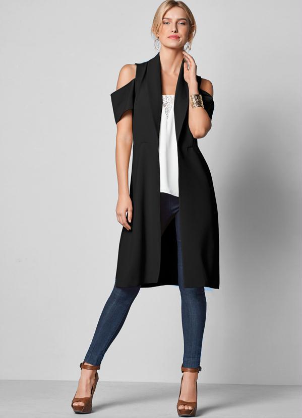 bonprix - Colete Alongado Preto 6