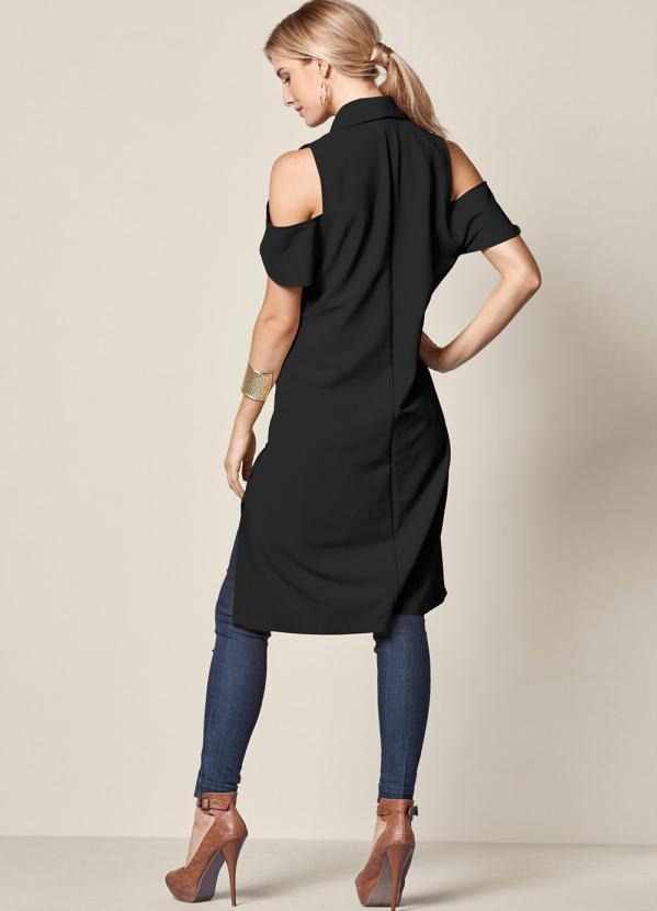 bonprix - Colete Alongado Preto 7