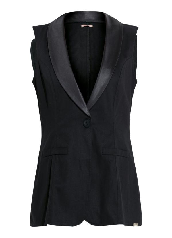 Quintess - Colete Alongado Quintess Preto com Pala 5