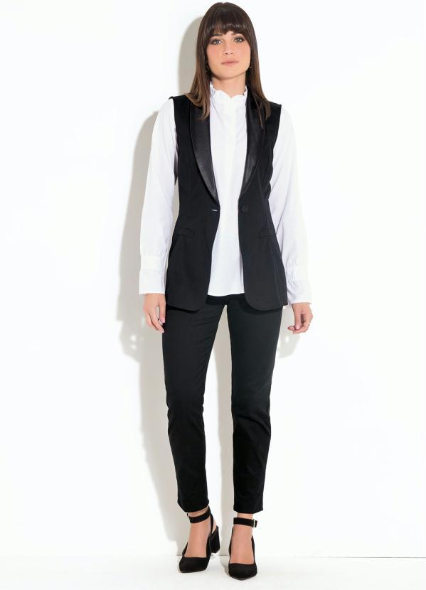 Quintess - Colete Alongado Quintess Preto com Pala 8