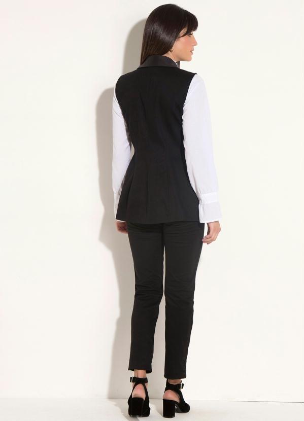 Quintess - Colete Alongado Quintess Preto com Pala 9