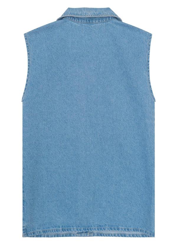Malwee - Colete Azul Claro Feminino Alongado em Jeans 6