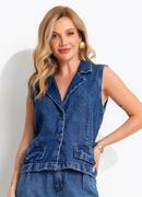 Colete Azul Escuro em Jeans de Algod�o