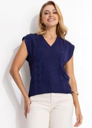 Colete Azul Marinho em Tric�