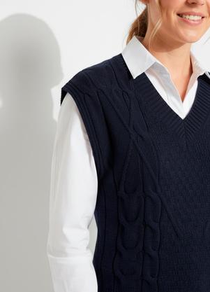 Colete Azul Marinho em Tric�