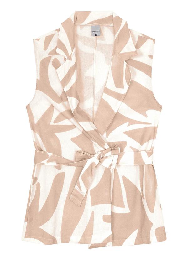 Malwee - Colete Bege Alfaiataria Tropical em Viscolinho