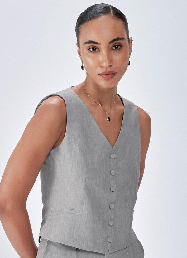 Principessa - Colete Cinza Botões Forrados Rosiela 1