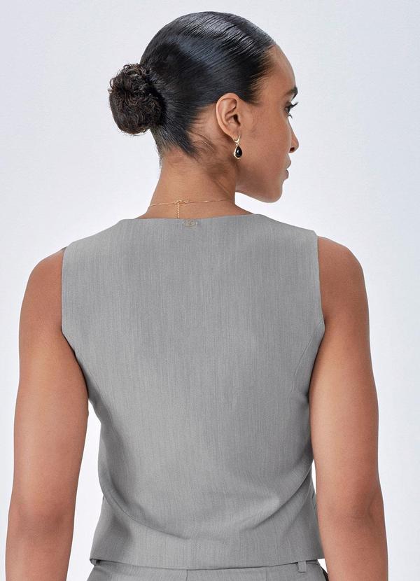 Principessa - Colete Cinza Botões Forrados Rosiela 2