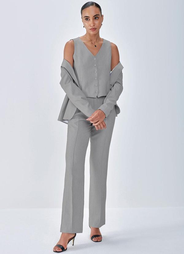 Principessa - Colete Cinza Botões Forrados Rosiela 3