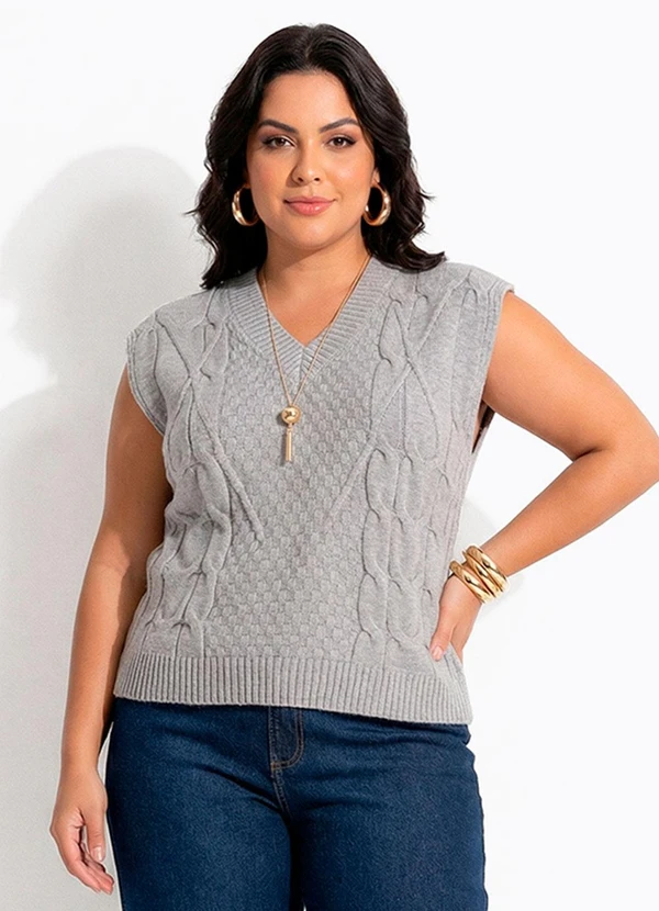 Quintess - Colete Cinza em Tricô 5