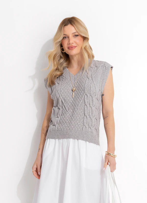 Quintess - Colete Cinza Tricot